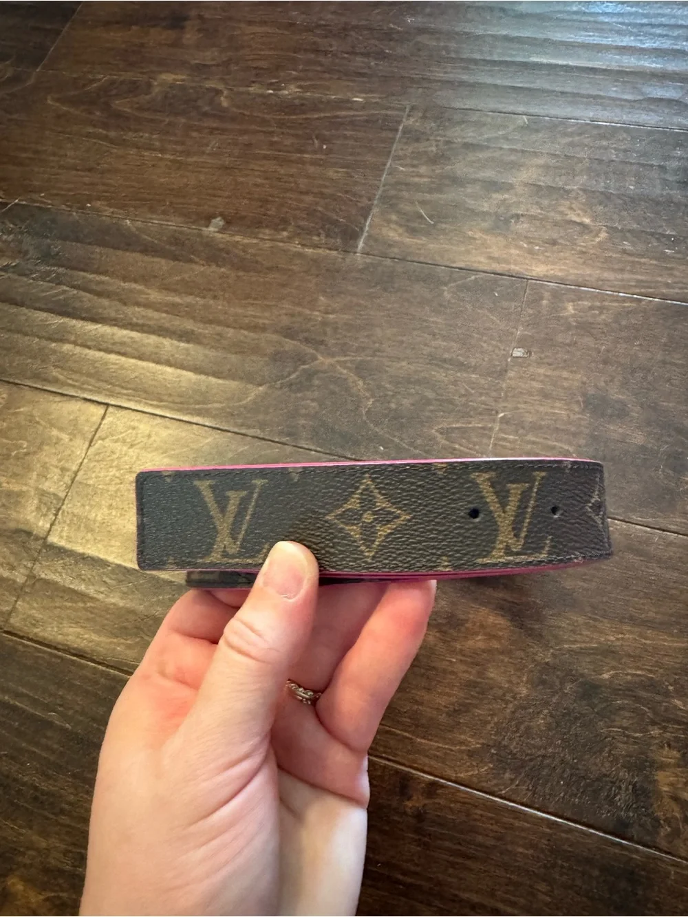 Louis Vuitton Brown Monogram with Pink Reversible Leather Belt Strap